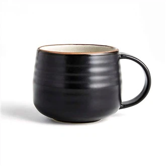 Große Kaffeetassen aus blauem Steingut 350ml