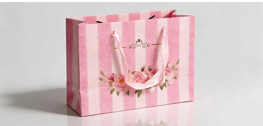 pink printed paper bag OEM design03